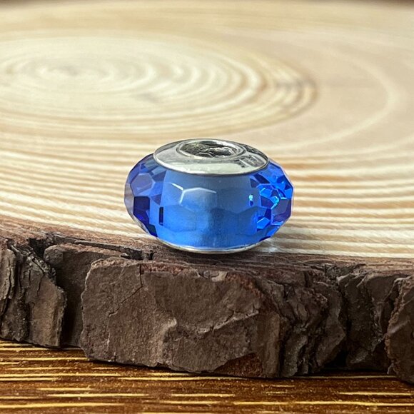 Murano Glass Fascinating Blue Faceted Bead Charm - Picture 2 of 4